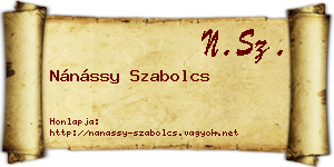 Nánássy Szabolcs névjegykártya